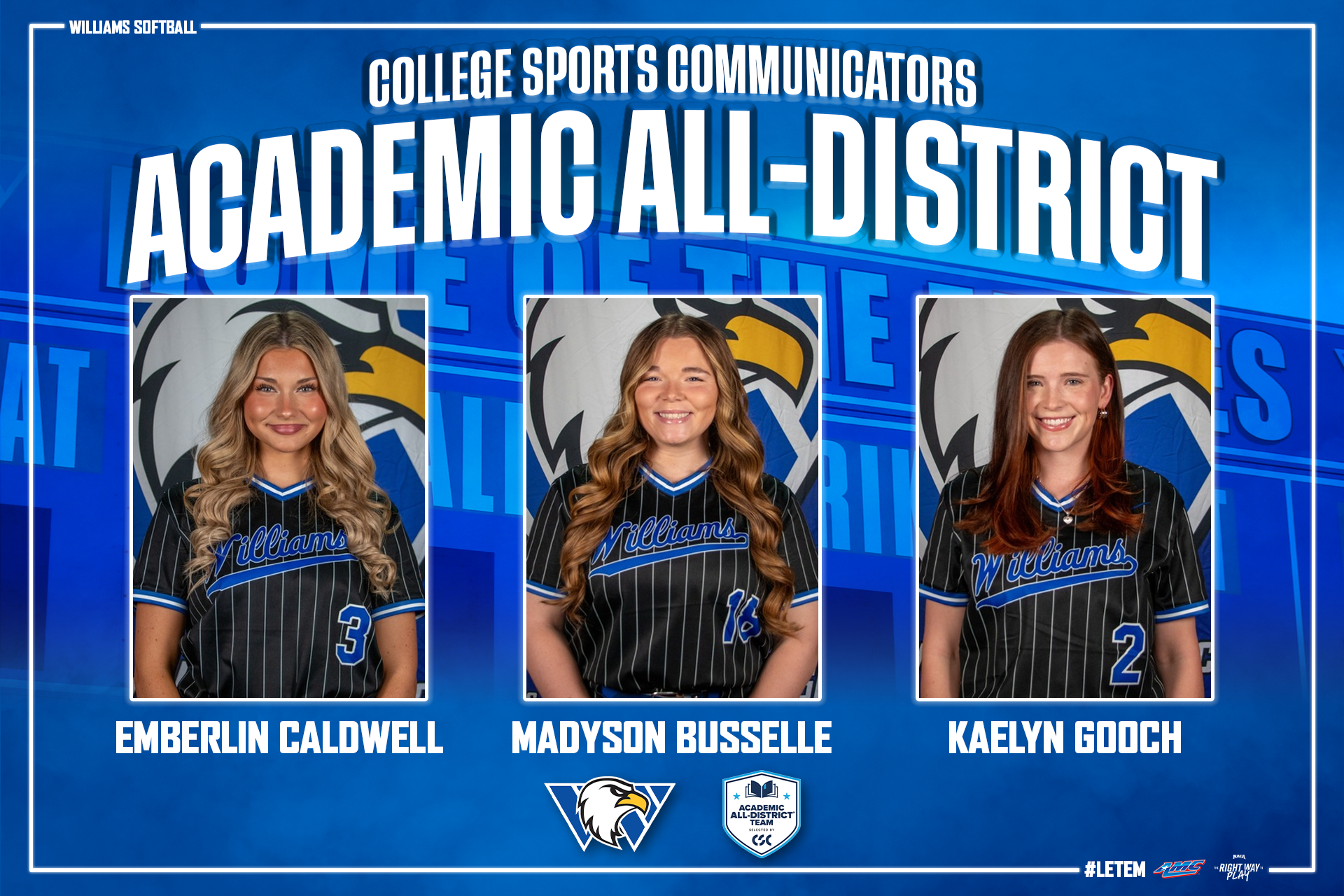 Three Eagles Named to CSC Softball Academic All-District Team